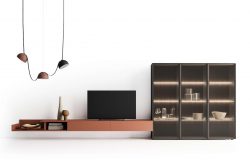 modulo pensile tv sospeso con vetrina