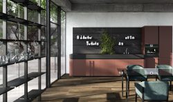 aran oasi cucina lineare openspace rosso ocra jaipur senza pensili