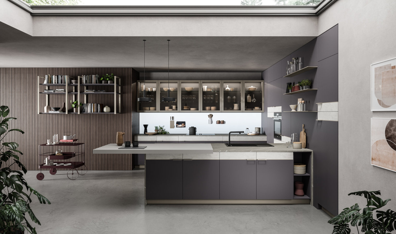 Cucina per soggiorno moderno