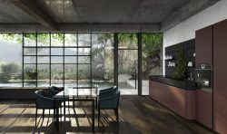 cucina oasi aran senza pensili piano fragranite nera open space